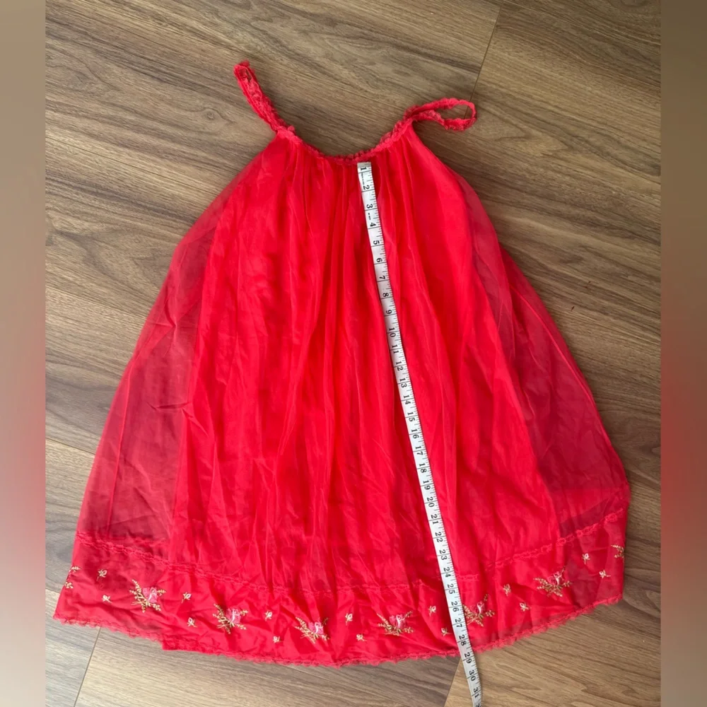 Vintage 1960’s Vanity Fair Floral Embroidered Babydoll Nightgown Red Size XS - Picture 14 of 14